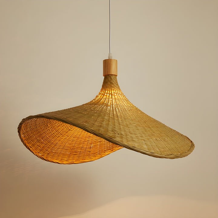 Handwoven Rattan Hat-Style Pendant Light