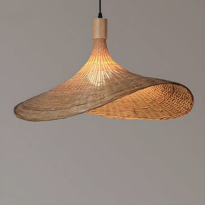 Handwoven Rattan Hat-Style Pendant Light
