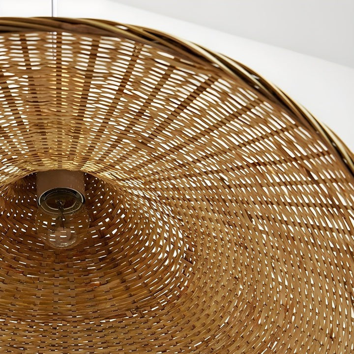 Handwoven Rattan Hat-Style Pendant Light