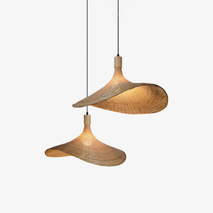 Handwoven Rattan Hat-Style Pendant Light