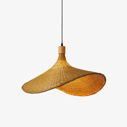 Handwoven Rattan Hat-Style Pendant Light