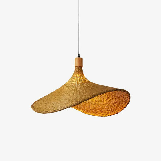 Handwoven Rattan Hat-Style Pendant Light