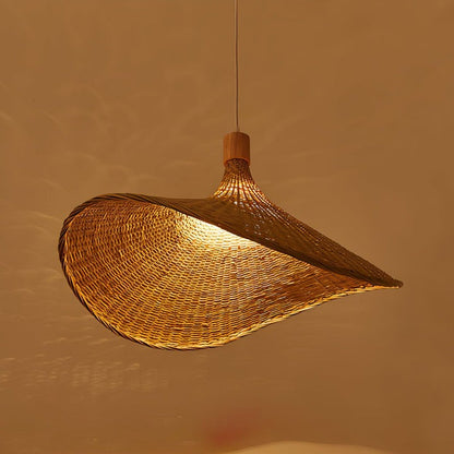 Handwoven Rattan Hat-Style Pendant Light