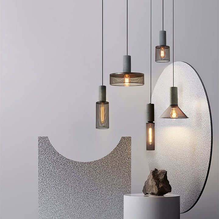 Industrial Cement Mesh Pendant Light