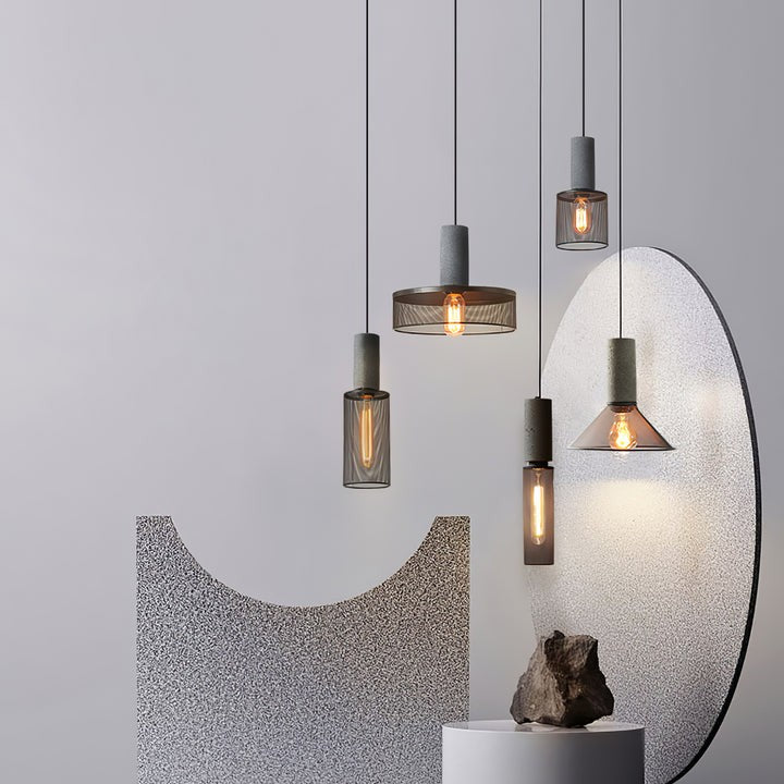 Industrial Cement Mesh Pendant Light