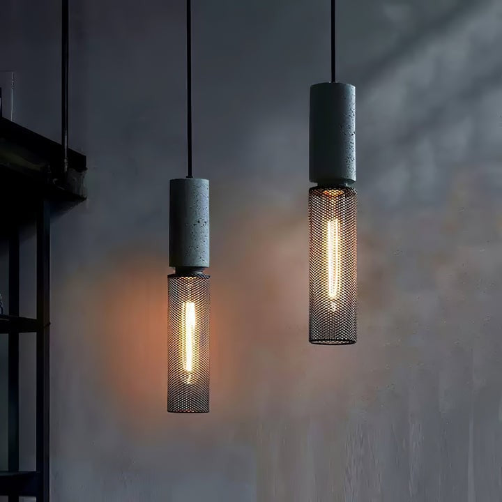 Industrial Cement Mesh Pendant Light