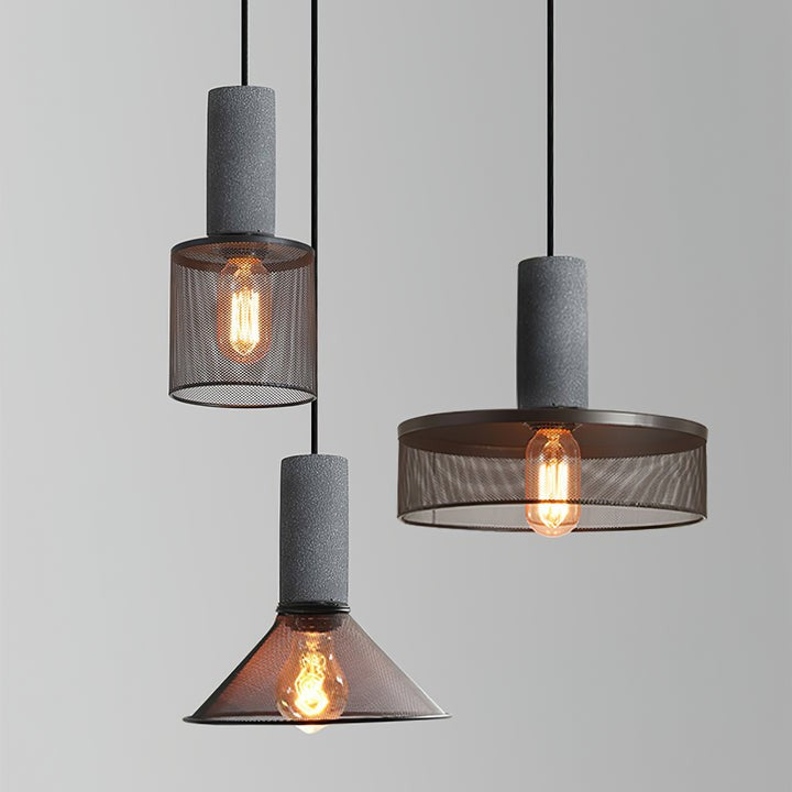 Industrial Cement Mesh Pendant Light