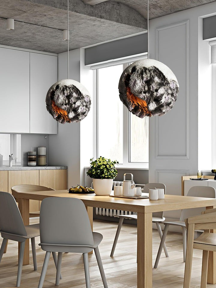 Irregular Planet Pendant Light – Modern Resin Ceiling Lamp