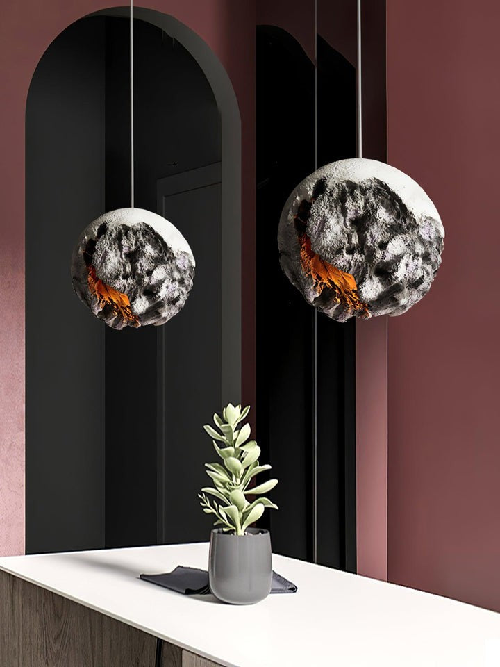 Irregular Planet Pendant Light – Modern Resin Ceiling Lamp