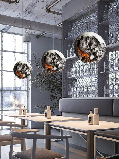 Irregular Planet Pendant Light – Modern Resin Ceiling Lamp