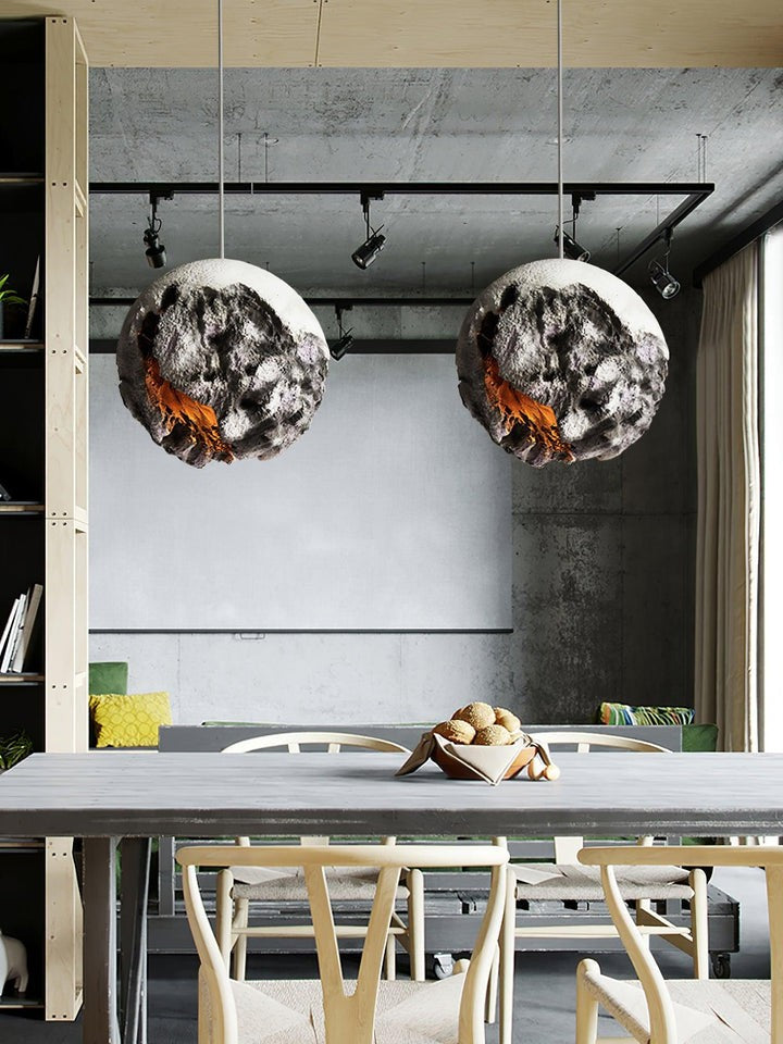 Irregular Planet Pendant Light – Modern Resin Ceiling Lamp