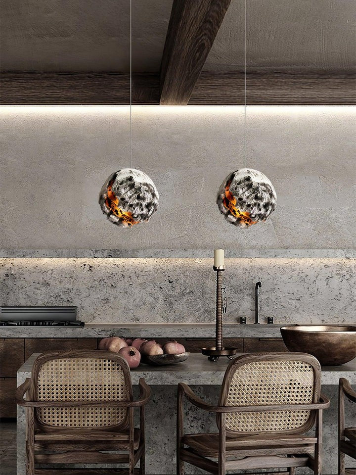 Irregular Planet Pendant Light – Modern Resin Ceiling Lamp