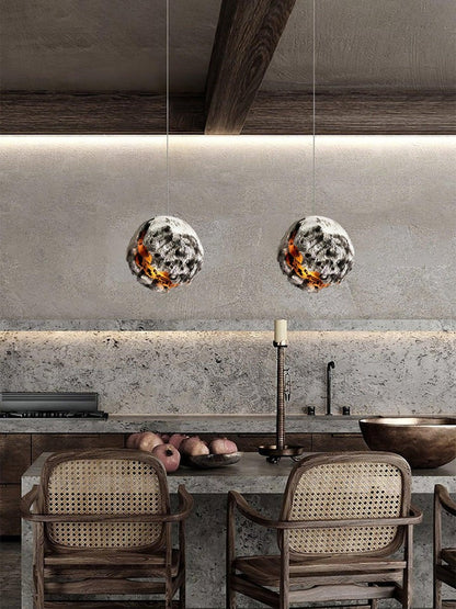 Irregular Planet Pendant Light – Modern Resin Ceiling Lamp