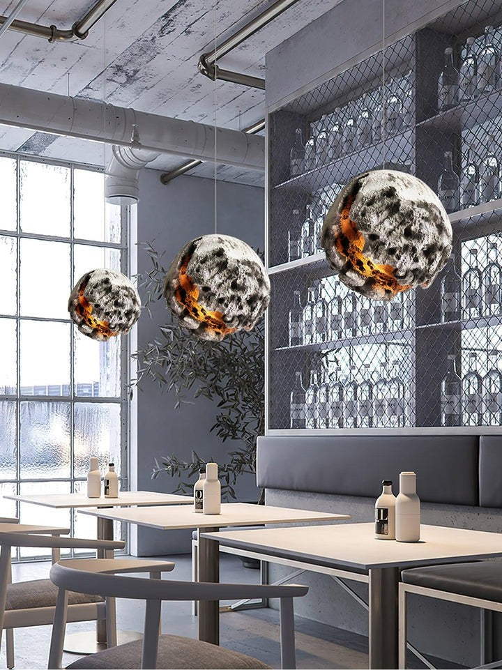 Irregular Planet Pendant Light – Modern Resin Ceiling Lamp