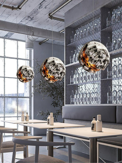Irregular Planet Pendant Light – Modern Resin Ceiling Lamp