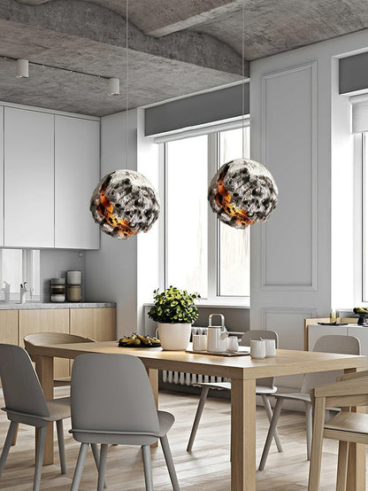 Irregular Planet Pendant Light – Modern Resin Ceiling Lamp