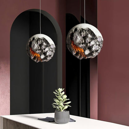 Irregular Planet Pendant Light – Modern Resin Ceiling Lamp