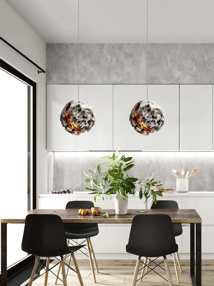 Irregular Planet Pendant Light – Modern Resin Ceiling Lamp
