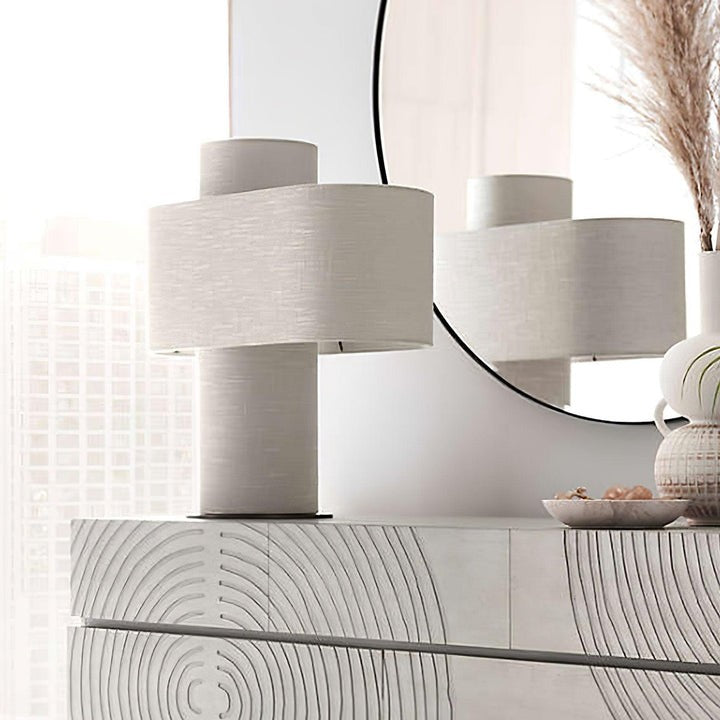 Ivory Drum Table Lamp with Warm Diffused Glow