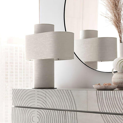 Ivory Drum Table Lamp with Warm Diffused Glow