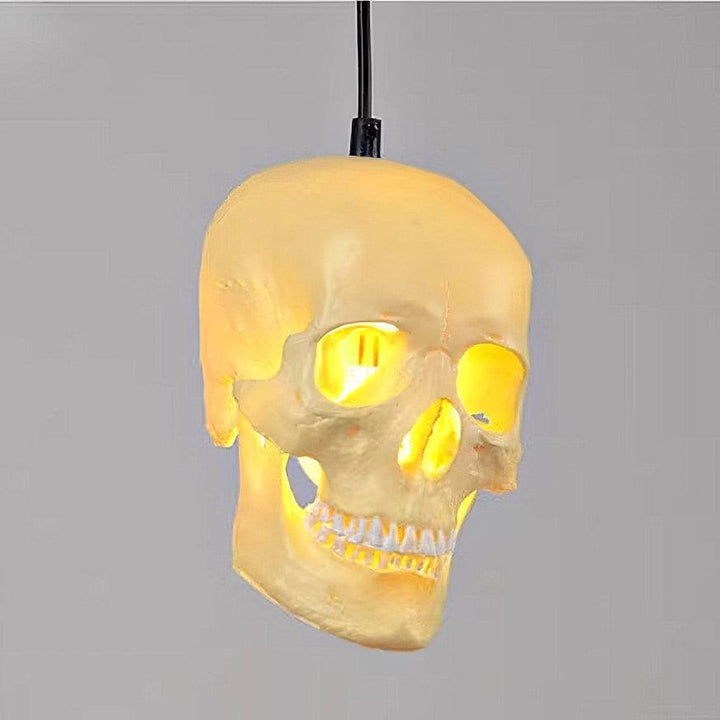 Ivory Skull Pendant Lamp – Resin & Metal Ceiling Fixture