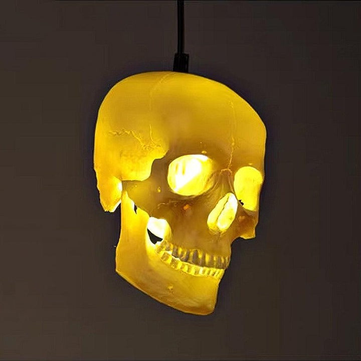 Ivory Skull Pendant Lamp – Resin & Metal Ceiling Fixture