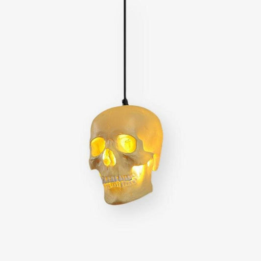 Ivory Skull Pendant Lamp – Resin & Metal Ceiling Fixture