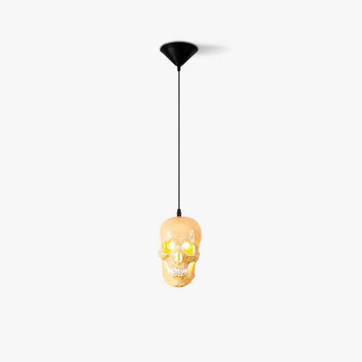 Ivory Skull Pendant Lamp – Resin & Metal Ceiling Fixture