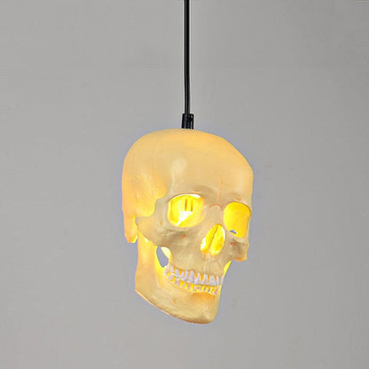 Ivory Skull Pendant Lamp – Resin & Metal Ceiling Fixture