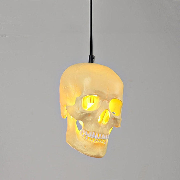 Ivory Skull Pendant Lamp – Resin & Metal Ceiling Fixture