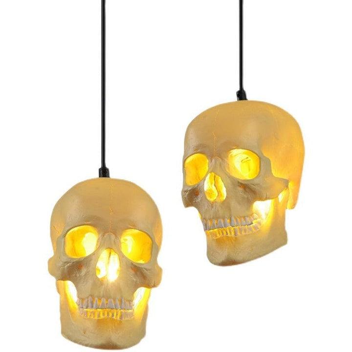 Ivory Skull Pendant Lamp – Resin & Metal Ceiling Fixture