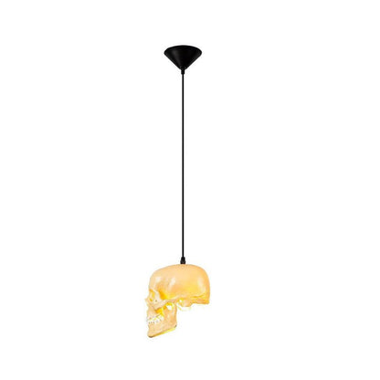 Ivory Skull Pendant Lamp – Resin & Metal Ceiling Fixture