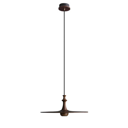 Japandi Rustic Wooden Spin Pendant Light