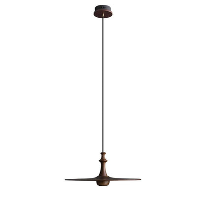Japandi Rustic Wooden Spin Pendant Light