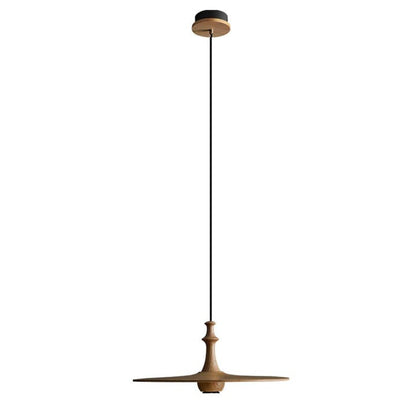 Japandi Rustic Wooden Spin Pendant Light
