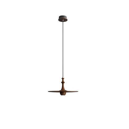 Japandi Rustic Wooden Spin Pendant Light
