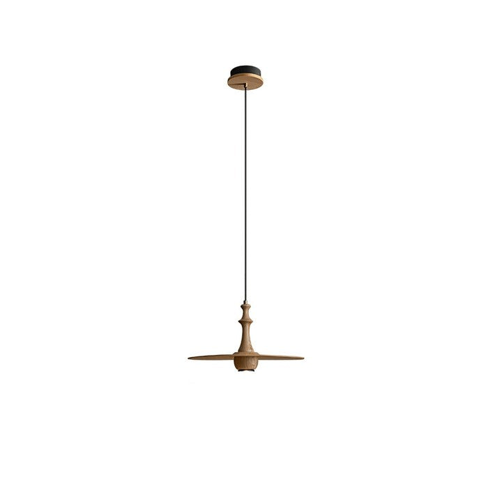 Japandi Rustic Wooden Spin Pendant Light