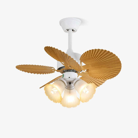 Leaf-Design Ceiling Fan Light with Petal-Shaped Glass Shades