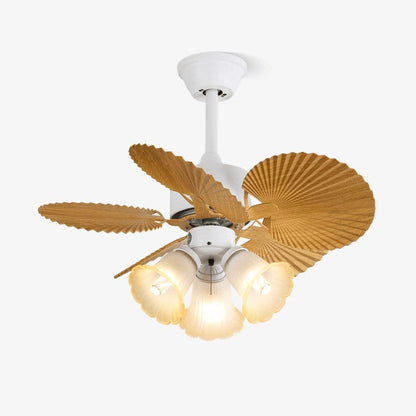 Leaf-Design Ceiling Fan Light with Petal-Shaped Glass Shades