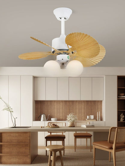 Leaf-Design Ceiling Fan Light with Petal-Shaped Glass Shades