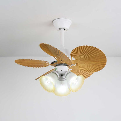 Leaf-Design Ceiling Fan Light with Petal-Shaped Glass Shades