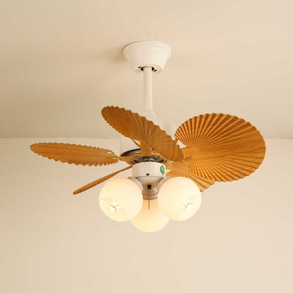 Leaf-Design Ceiling Fan Light with Petal-Shaped Glass Shades