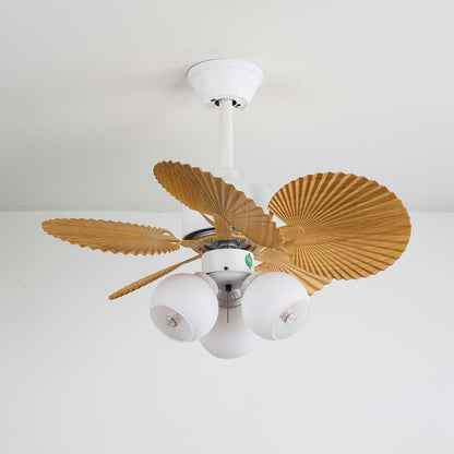 Leaf-Design Ceiling Fan Light with Petal-Shaped Glass Shades