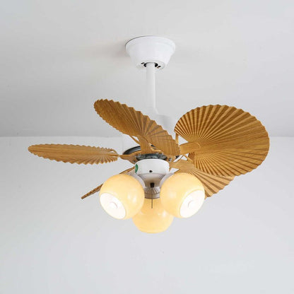 Leaf-Design Ceiling Fan Light with Petal-Shaped Glass Shades