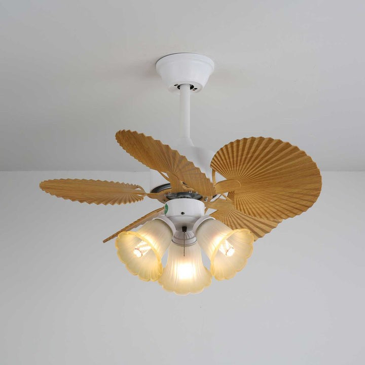 Leaf-Design Ceiling Fan Light with Petal-Shaped Glass Shades