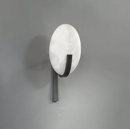 LED Alabaster Marble Wall Sconce with Brass Accents