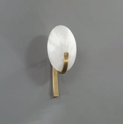 LED Alabaster Marble Wall Sconce with Brass Accents