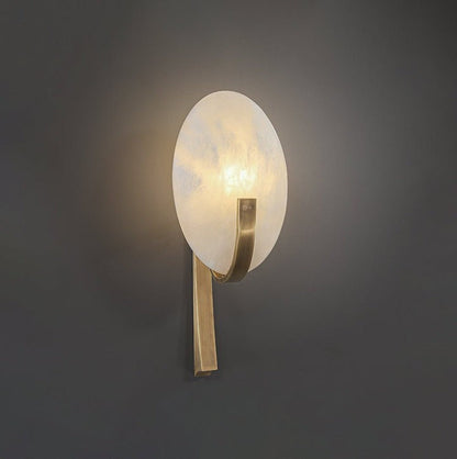 LED Alabaster Marble Wall Sconce with Brass Accents