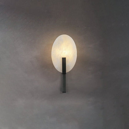 LED Alabaster Marble Wall Sconce with Brass Accents