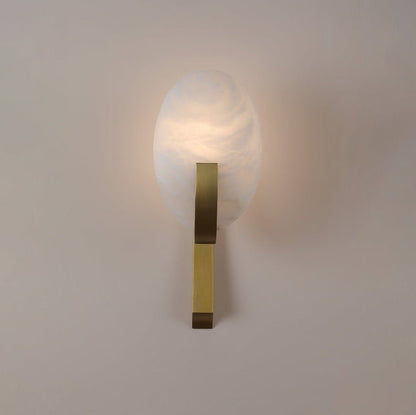 LED Alabaster Marble Wall Sconce with Brass Accents